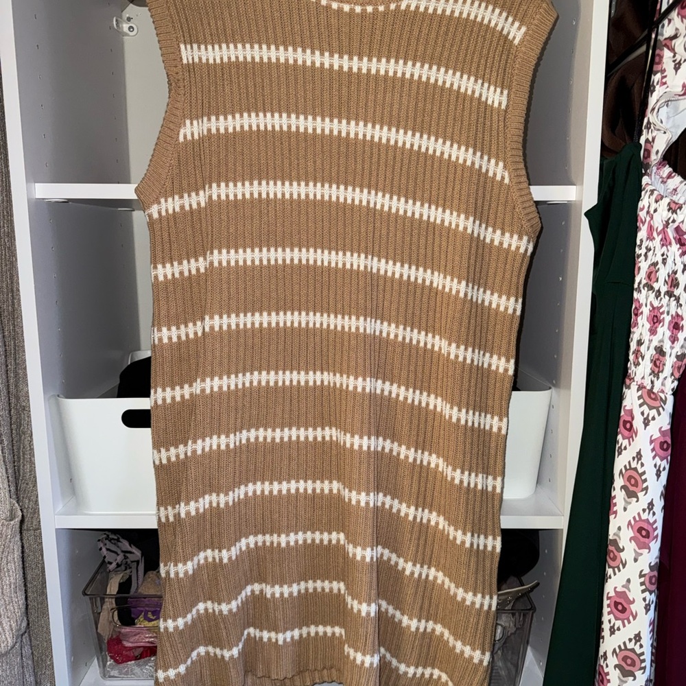 Pinkblush maternity Tan and White Striped Mini Dress